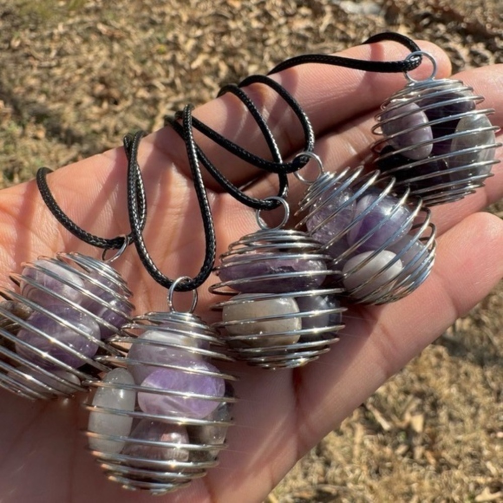 Amethyst Caged Pendant Necklace